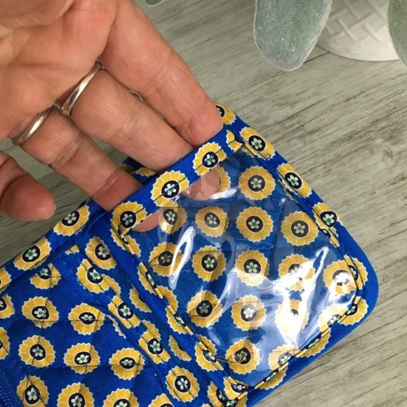 Vera Bradley Rivera Blue Pattern Design Yellow Trifold Wallet Spring 2008 - Picture 8 of 14